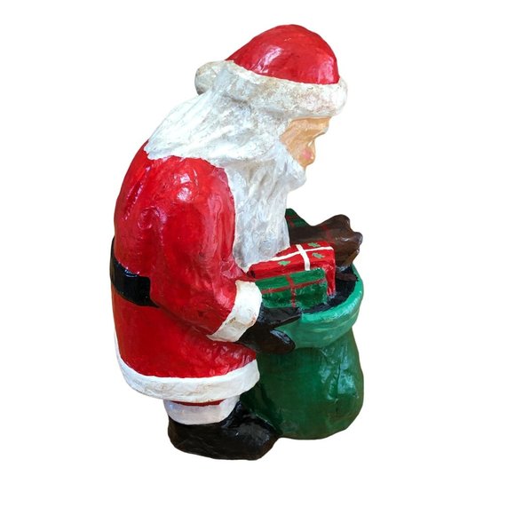 Paper Mache Santa Claus Father Christmas w Toy Bag Holiday Farmhouse Decor Large - Picture 9 of 14